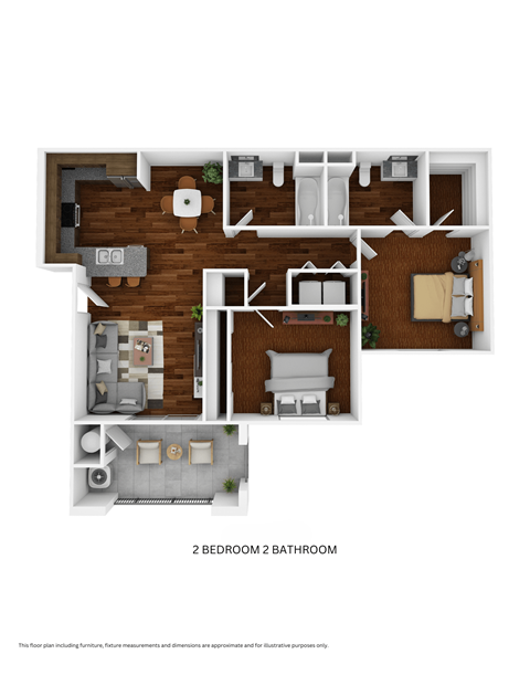 Liberty Family Apartments two bedroom two bathroom floor plan